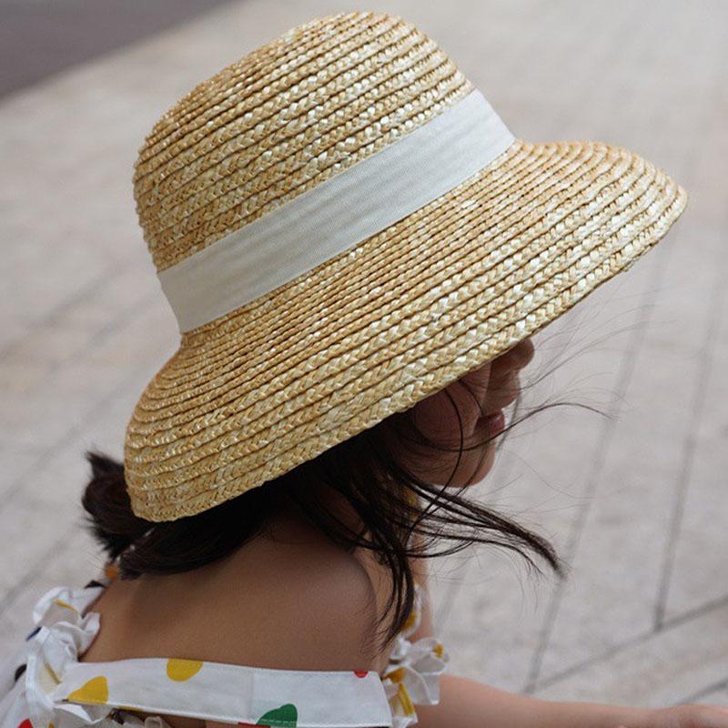 Children's Bucket Hat Dome Wide Brim Summer Hat Sun Hat Ribbon Bowknot Lace Up Beach Hat Girl Cap Sun Protection Caps Straw Hat