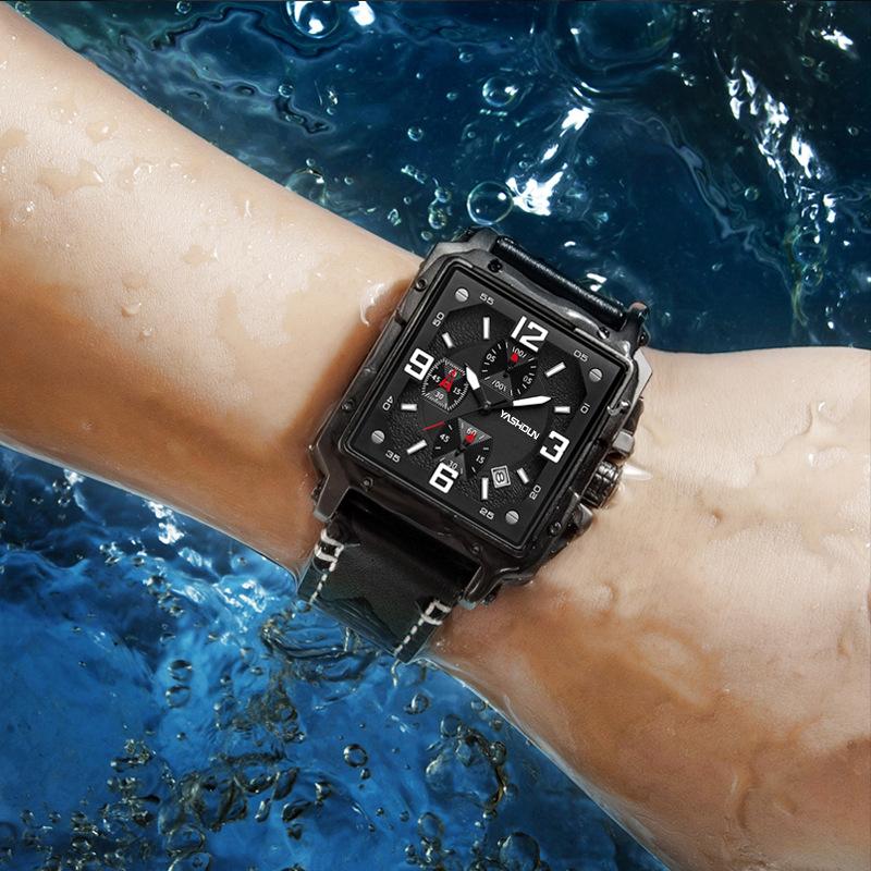 Multifunktionale Herrenuhr Großes Zifferblatt Sport Chronograph Uhr Wasserdicht Kalender Quarz Uhr
