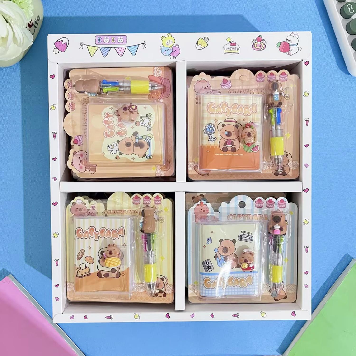 Capybara Cartoon Gel Pen & Pocket Notebook Set