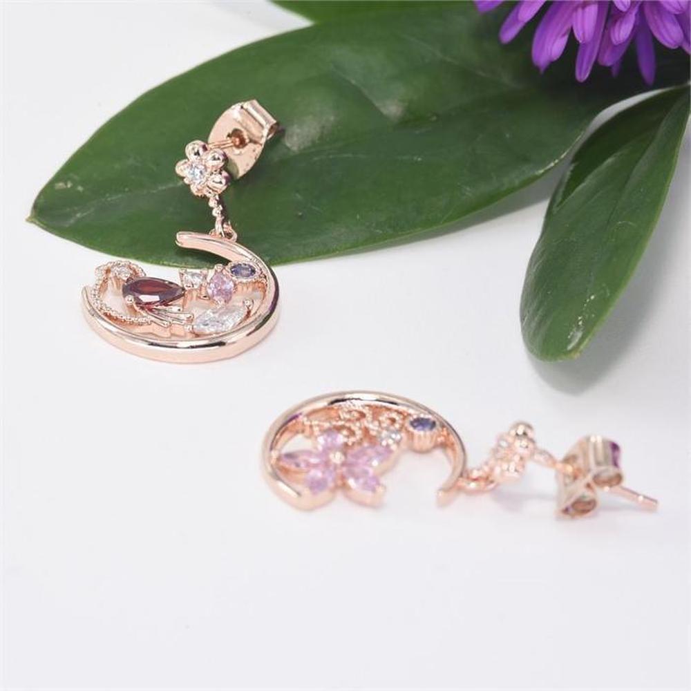 [Onm] Onm Cubic Anklet Flower Earrings - 92.5 Silver, Rose Gold (9592880)
