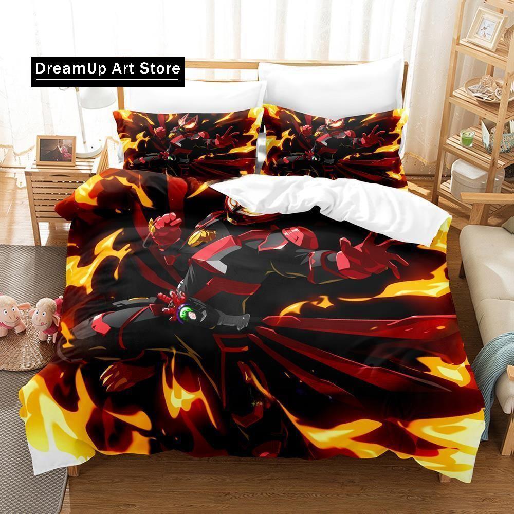 Kamen Rider Geats Bettwäsche-Set, Einzelbett, Doppelbett, Queensize-Bett, Kingsize-Bett, Schlafzimmer für Erwachsene und Kinder, Bettbezug-Set, 3D-Anime-Bettlaken-Set