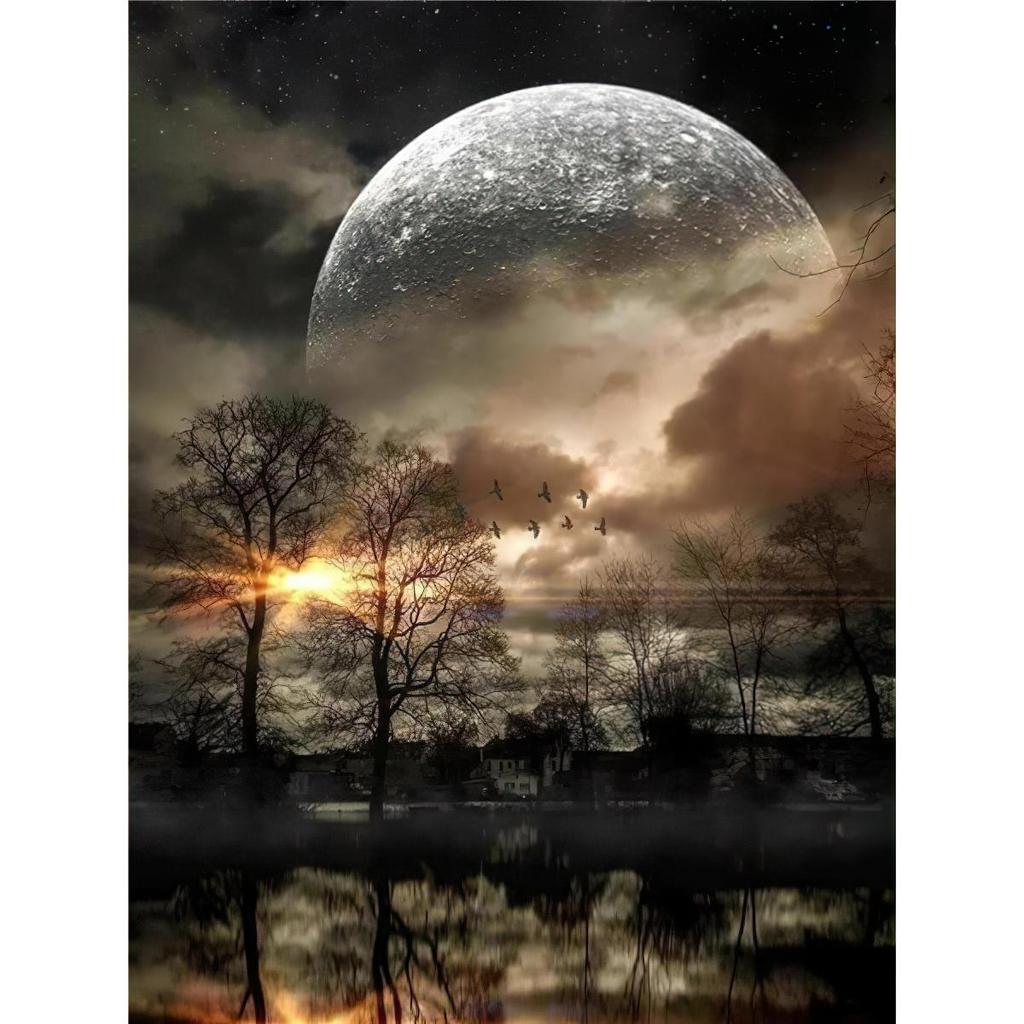 Full 5D Diy Diamond Painting Moon Landscape World Diamond Embroidery Cross Stitch Home Decor Handmade Gift