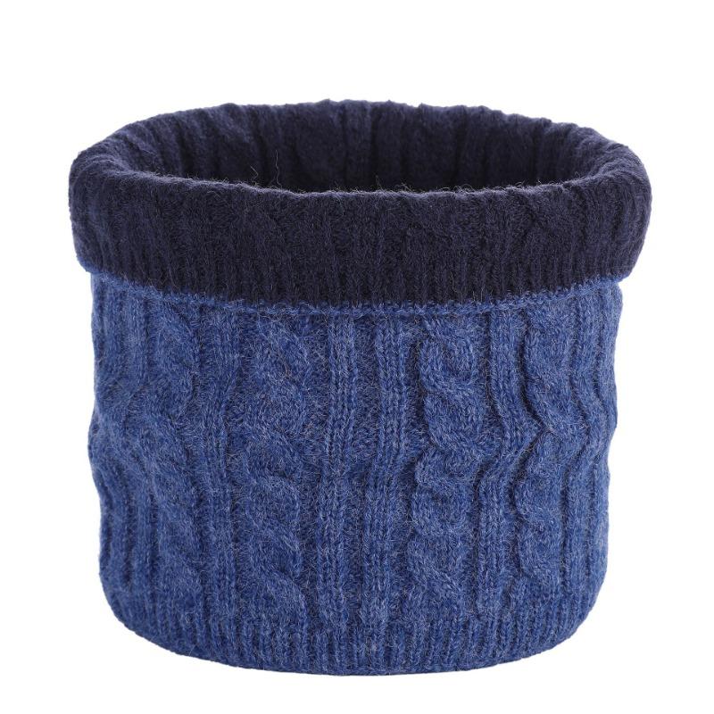 Winter solid color warm scarf double-sided twist fashion neck cover women's scarf knitted wool elastic single ring pullover hat