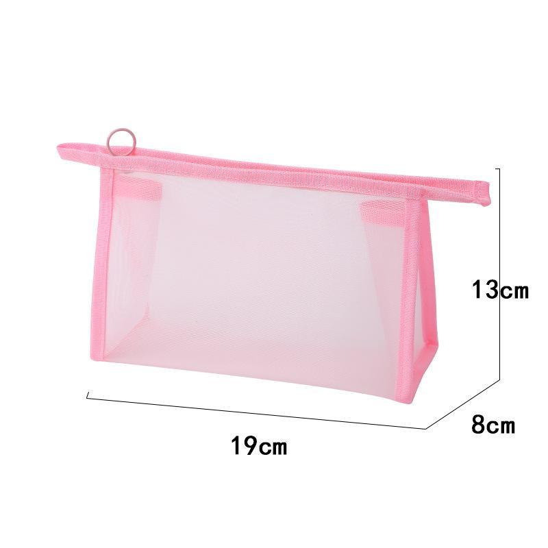 Custom Logo Portable Nylon Mesh Makeup Bag - Small Transparent Cosmetic and Lipstick Storage