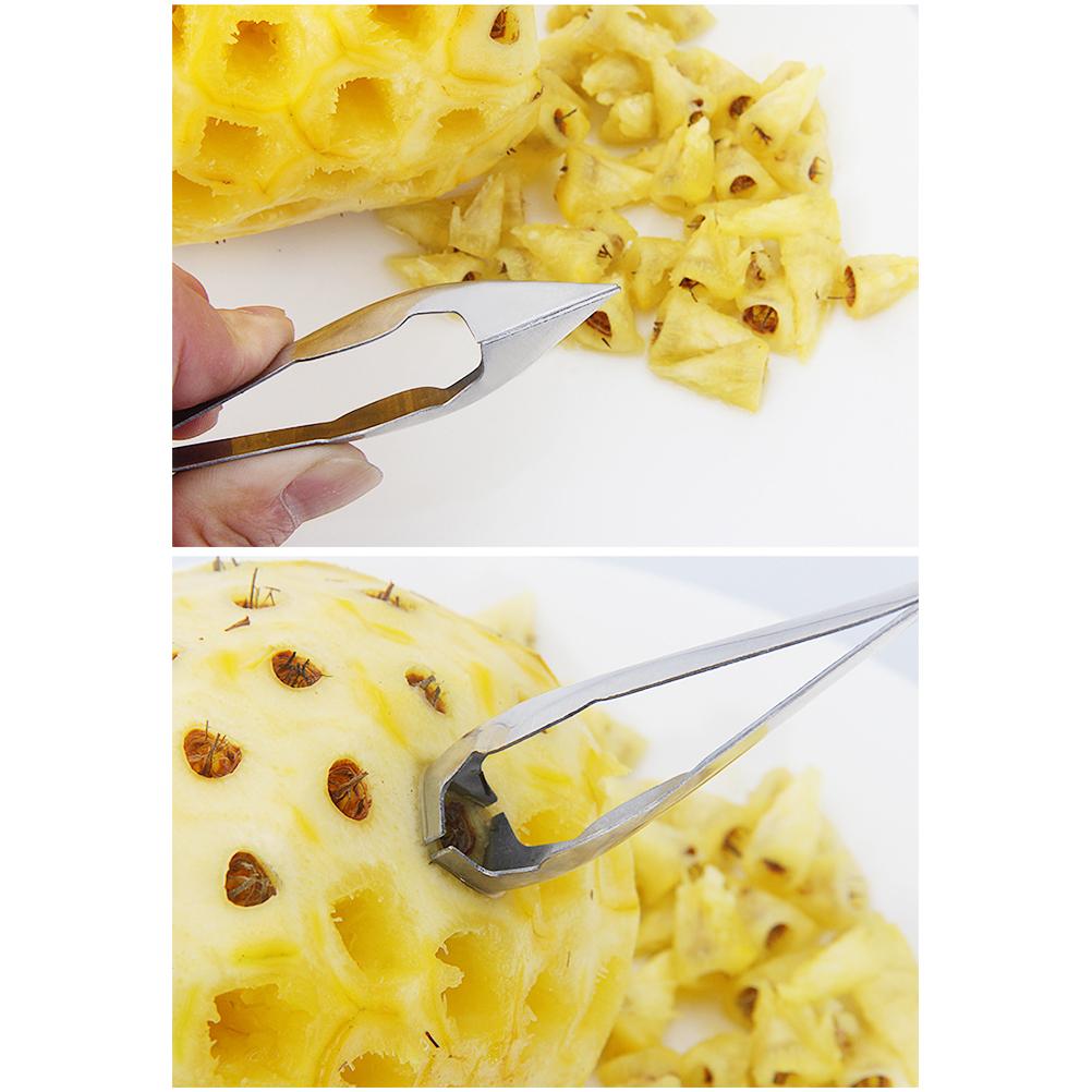 2 Pcs Stainless Steel Pineapple Eye Peeler Kitchen Seed Remover Cutting Clip Supplies