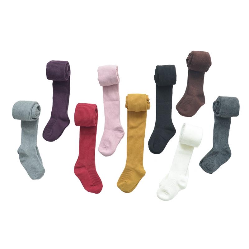 BOXDREAM Combed Cotton Kids' Tights - Striped Knit for Spring & Autumn