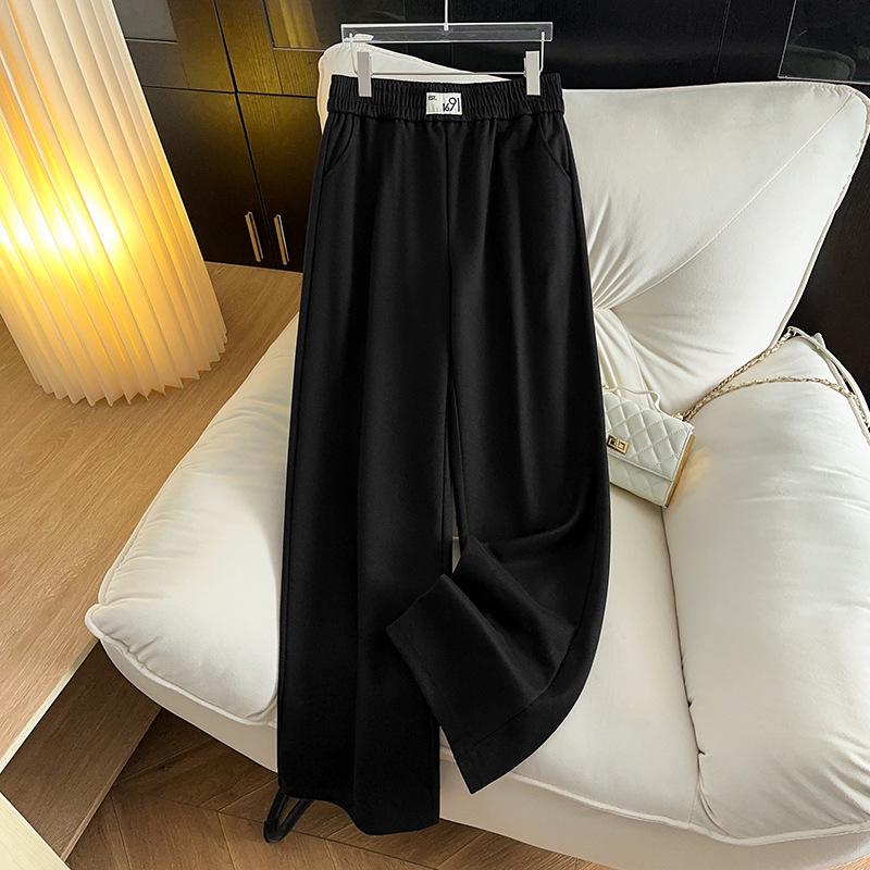 

Plus Size Wool High-Waist Winter Pants - Slimming, Straight-Leg Casual Trousers 3XL чорний