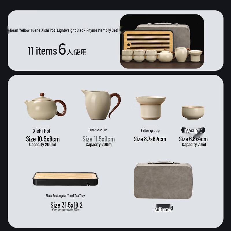 Shang Yan Fang Ru Kiln Portable Gongfu Travel Tea Set