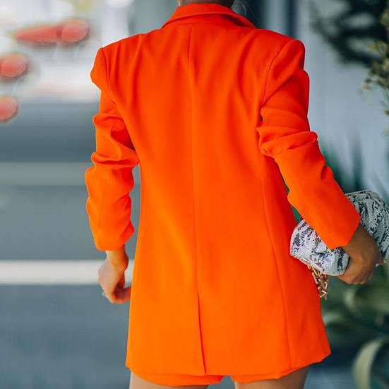 2Pcs/Set Ladies Suit Solid Color Lapel Neck Cardigan Blazer Summer Jacket Shorts Suit Commuter Clothes Streetwear