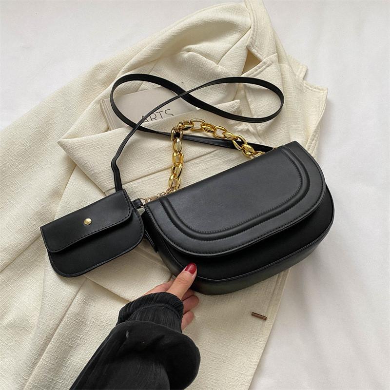 

Trendy Pu Saddle Bag For Women Casual Commute Stylish Chic Shoulder Bag Fall Collection чёрный