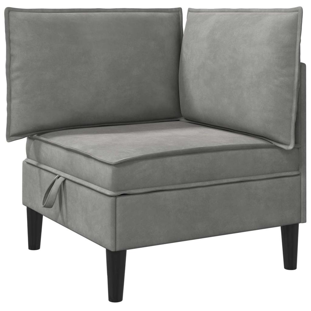 Living Room Set with Cushions and Storage 6 Pcs Light Grey Velvet