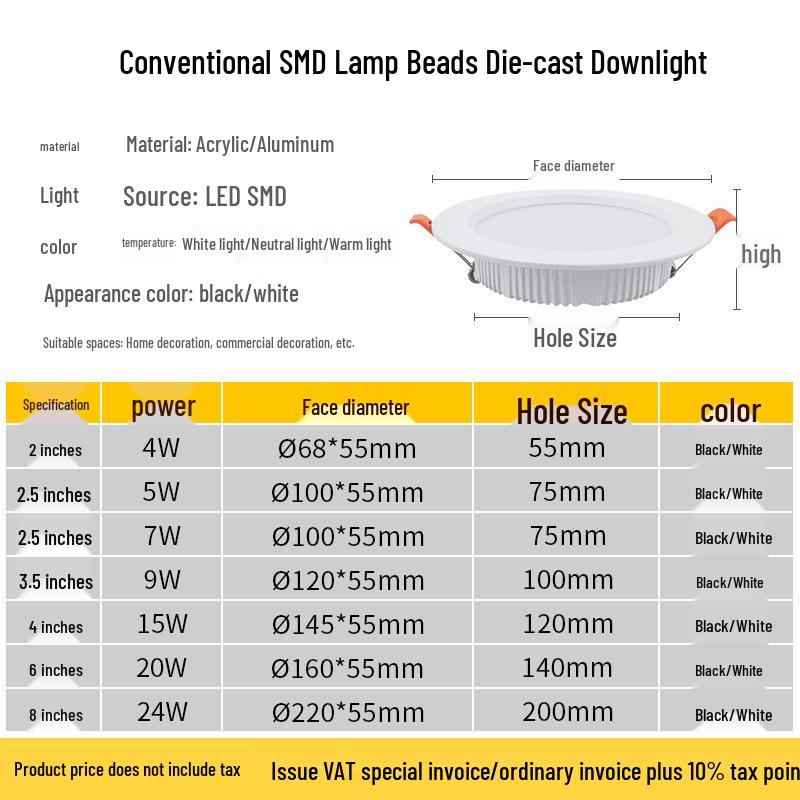 Ultradünner blendfreier und beschlagfreier LED-Einbaustrahler für Zuhause und Bekleidungsgeschäft - 4, 6, 8 Zoll mit schmalem Rahmen