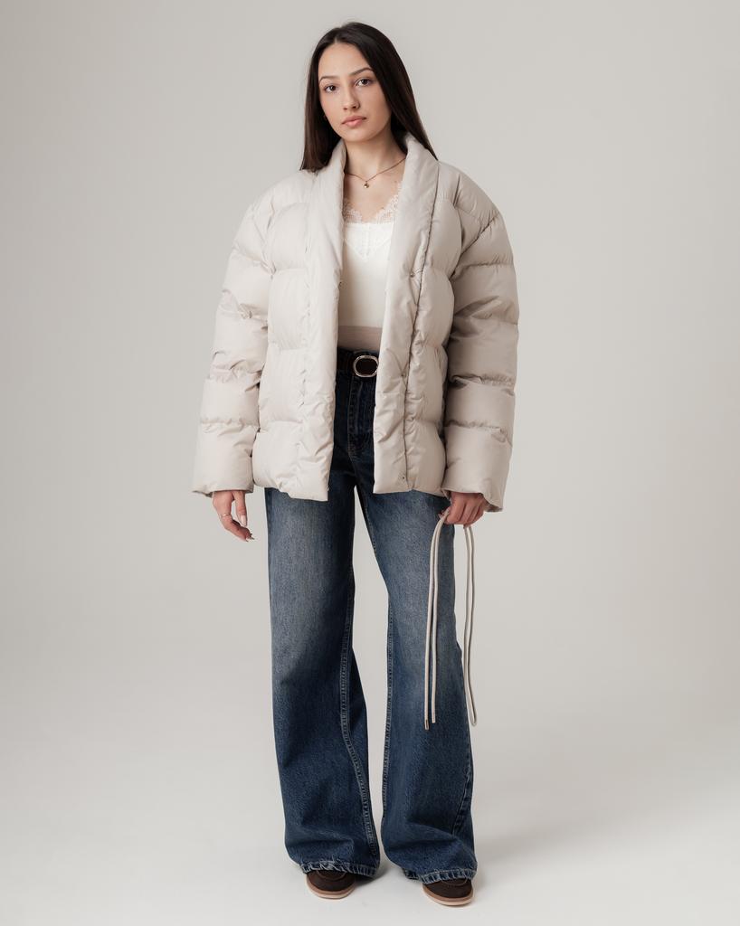 Куртка на поясе H 2642 M молочная