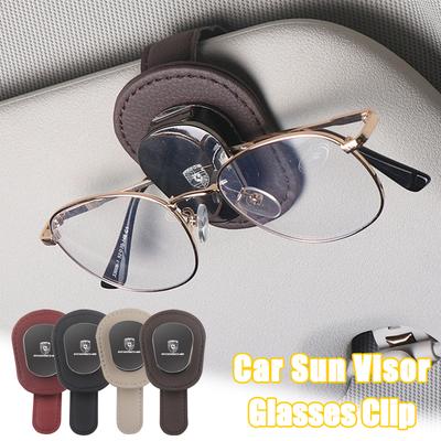 Metal Car Sun Visor Glasses Clip Sunglasses Storage For Porsche Cayenne Panamera Macan 911 718 Taycan Boxster Cayman Accessories