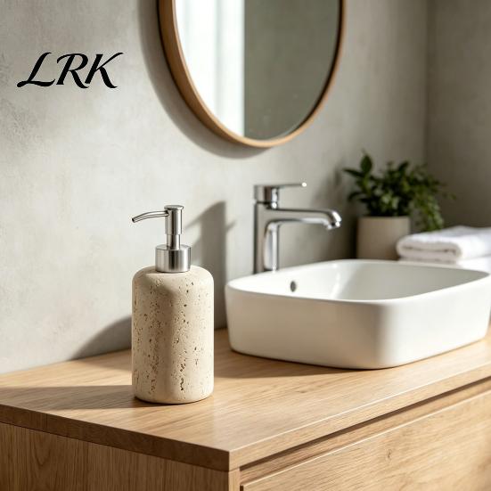 Decorative Soap Dispenser Resin Refillable Dispenser, Liquid Hand Shampoo Container, Countertop Pump Empty Lotion Bottle for Bathroom Kitchen