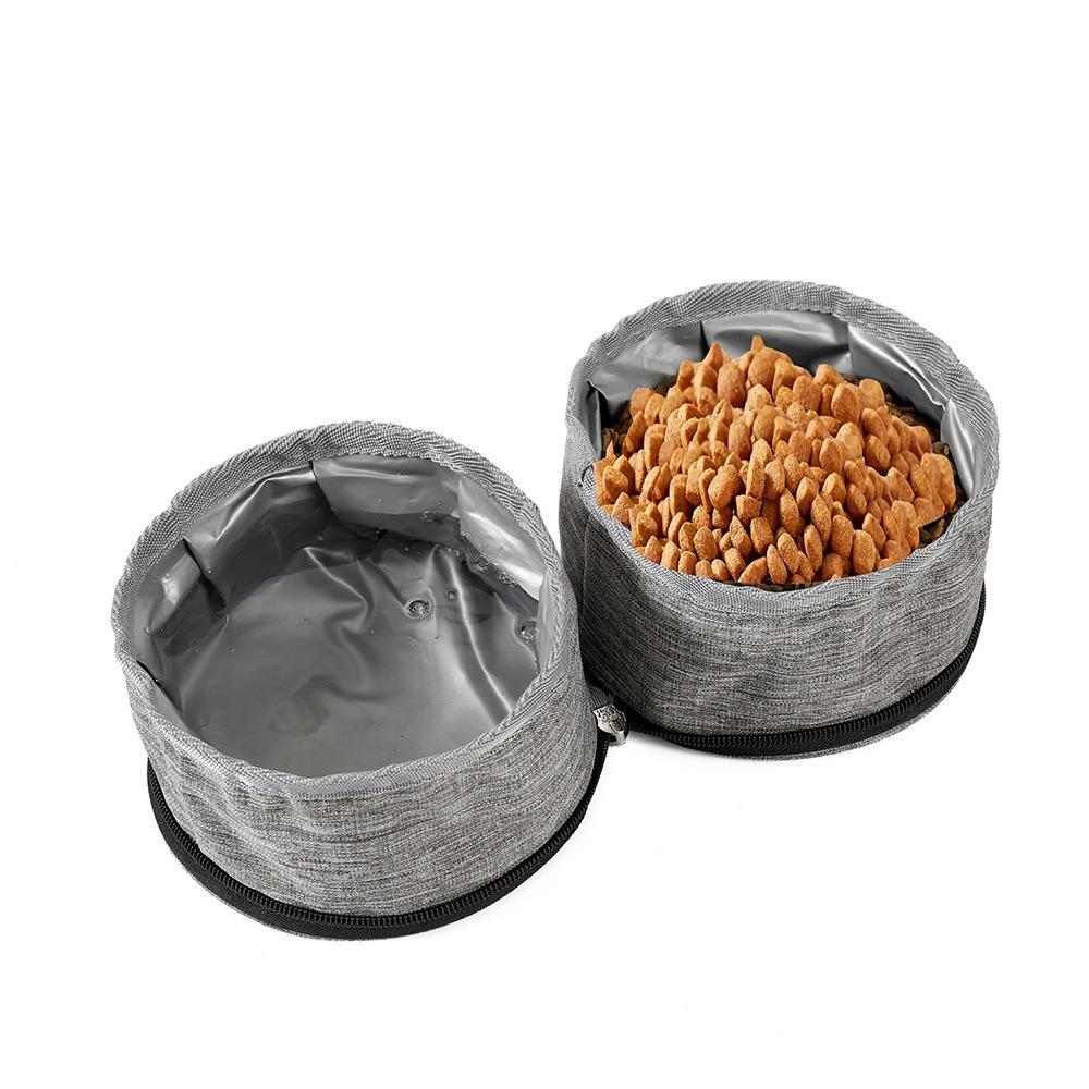 

Pocket Bowl Dog Bowl - Collapsible, Foldable, Travel Pet Bowl for Food and Water, Double Large серый