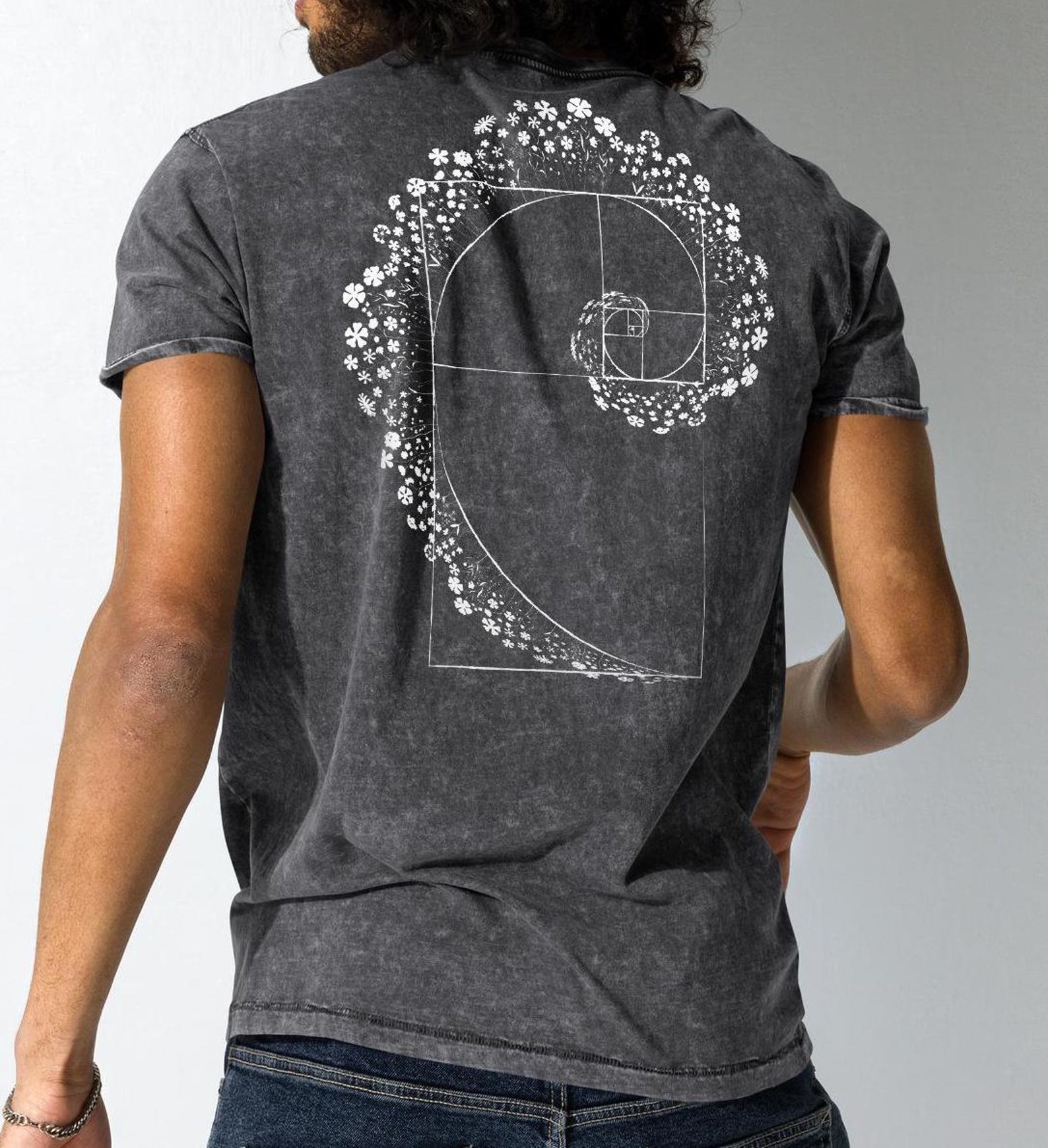 Floral Golden Ratio T-Shirt | Sacred Geometry Fibonacci Spiral S