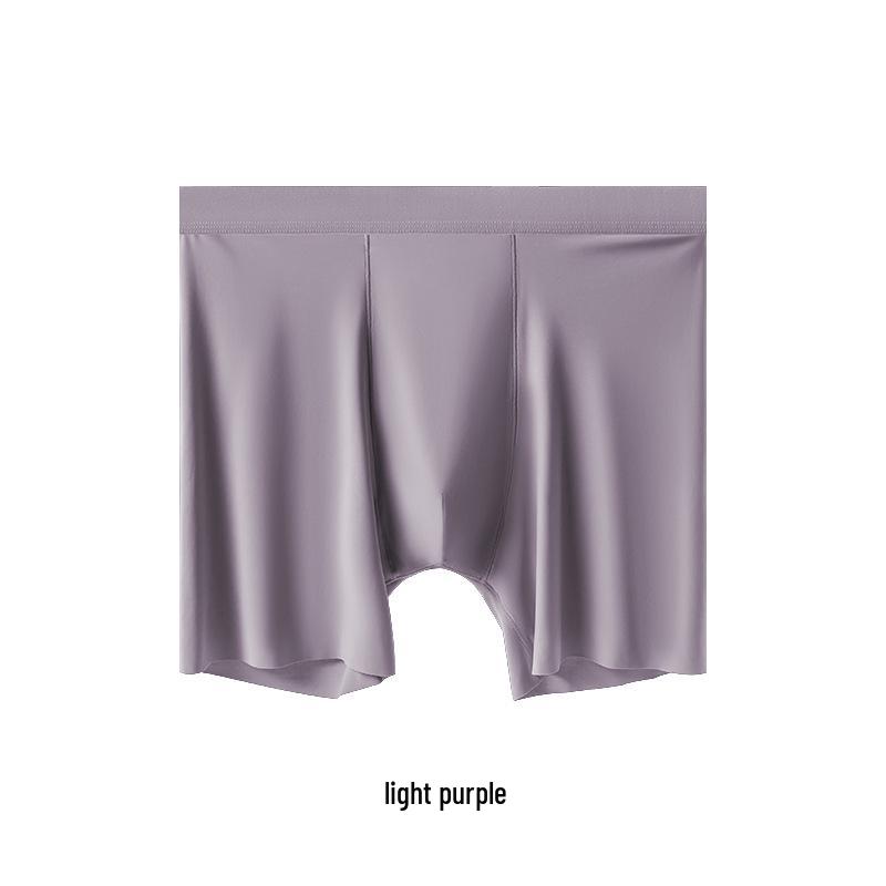 Men's Extended Length Seamless Ice Silk Boxer Briefs - Anti-Chafing, Breathable, Large Size, Thin, Ideal for Sports & Running