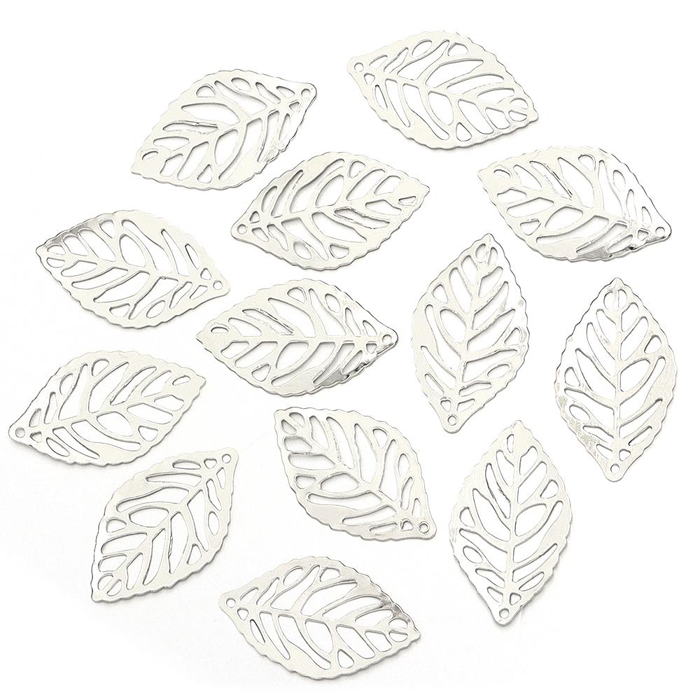 50pcs Iron Hollow Leaves Charm Vintage Leaves Charm DIy Jwelery Making Neckalce Bracelet Decoration Gold Rhodium Color Pendant