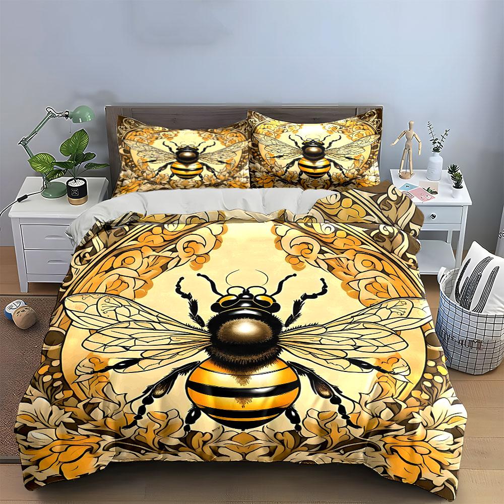"Golden honeybee elegance." Bedding sets Duvet covers Pillowcases(1* Duvet Cover 2* Pillowcases without duvet insert)
