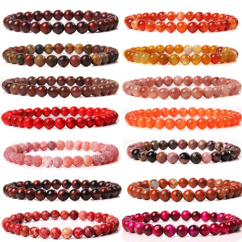6mm Chakra Beads Energy Bracelet Natural Round Agates Onyx Stone Stretch Bracelet Bangles for Women Men Handmade Yoga