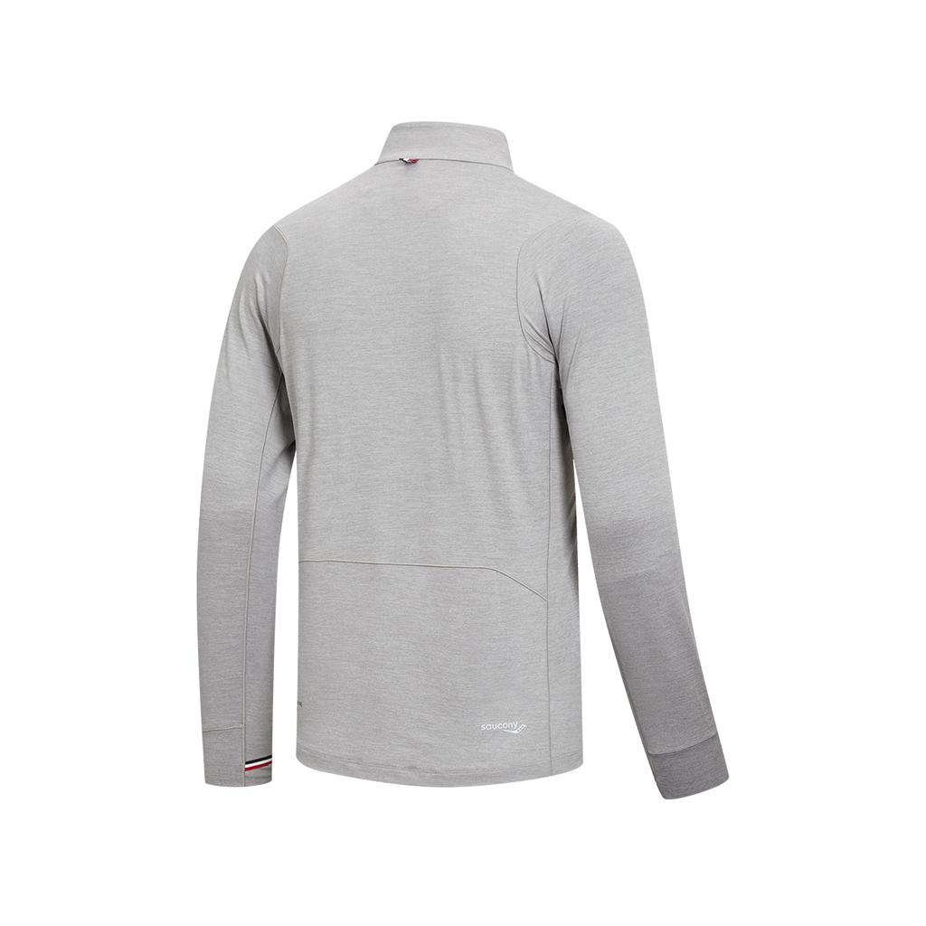 Saucony T Shirts Men's Nebula Gray Stand Collar Moderate SA2269LT21T-GR215