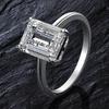 New Exquisite 925 Silver Rectangle Real Moissanite Rings for Women Wedding Luxury Jewelry