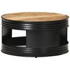 Day and Night - Day and Night Coffee Table Solid Black Rough Mango Wood 68x68x36 Cm