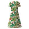Women's Summer Casual Fashion Floral Print Short Sleeve V-Neck Swing Dress