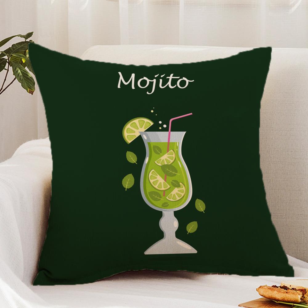 Classic Art Mojito Cocktail Cushion Cover Premium Comfort Reversible Pillow Cover - Dual - Use Design for Home & Car