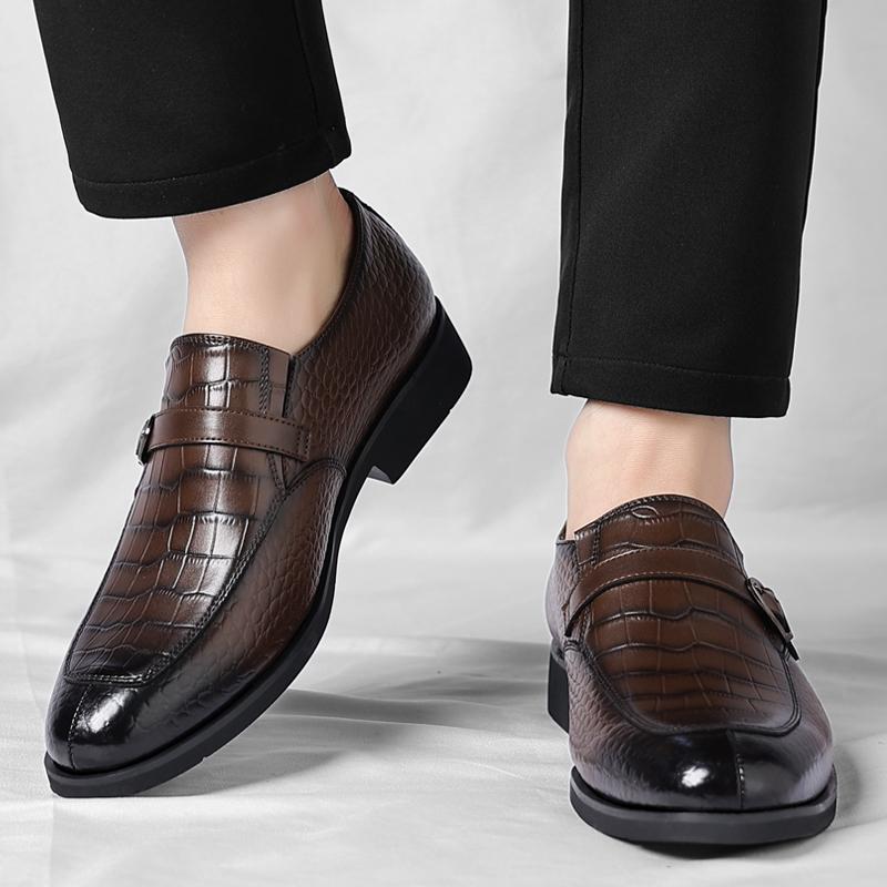 Fashion Slip on Business men's leather shoes fashion luxury designer styles Formal office party Daily versatile brown shoes 38-44