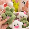 Plush Snow Monster Keychain Girls Cute White Green Cartoon Furry Toy School Bag Pendant Keyring Car Keyholder Plush Accessories