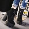 Neueste 2022 Plateau-Stiefeletten Damen Herbst Schnürung Dicke Hohe Absätze Damen Mode Schuhe Damen Freizeit Schuhwerk 358