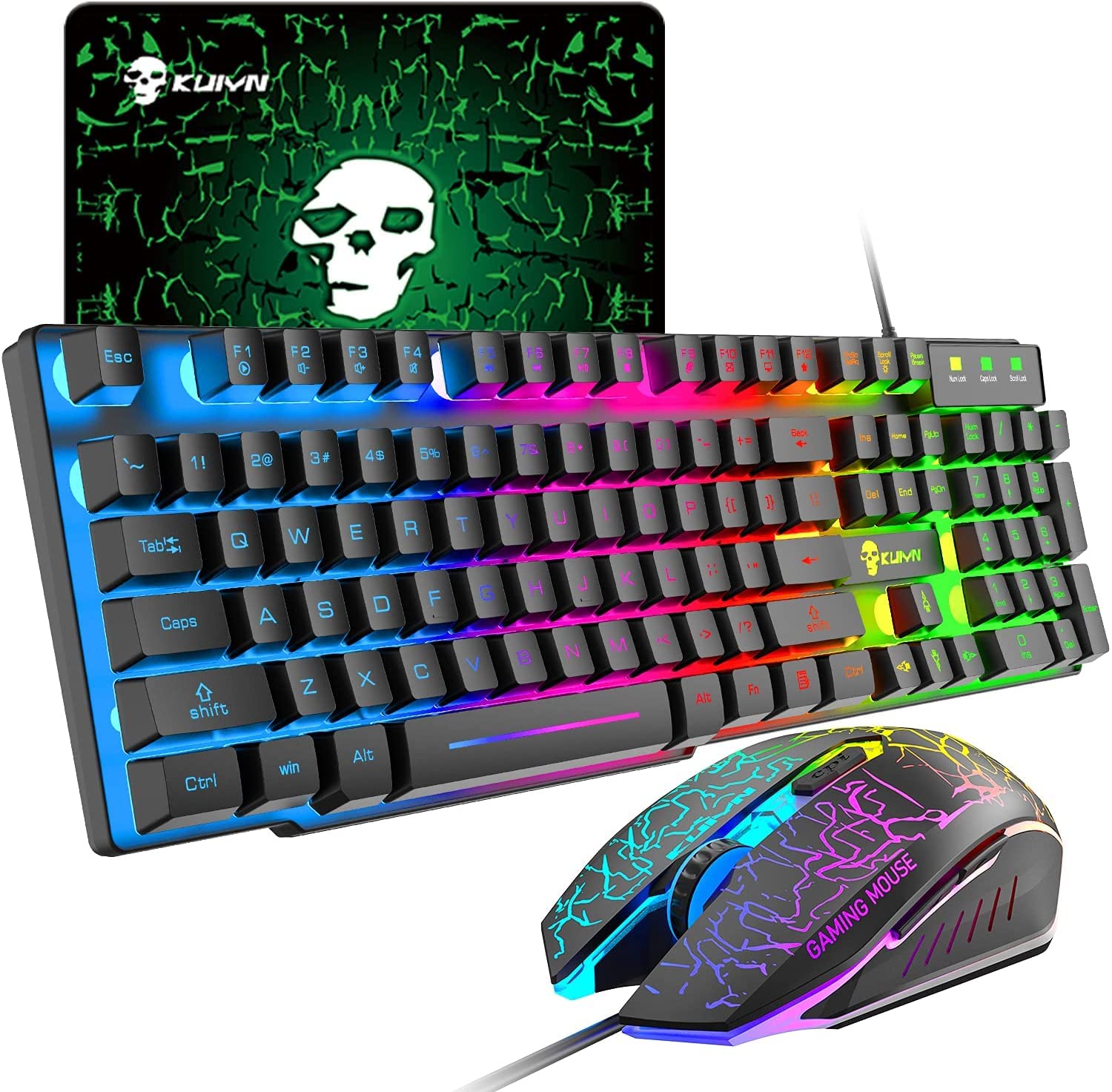 

LexonTech Heavy Duty LED Backlit Gaming USB Membrane Multimedia 2400DPI 6 Buttons Mouse Compatible with For Work Japanese Instruction Manual Included чорний