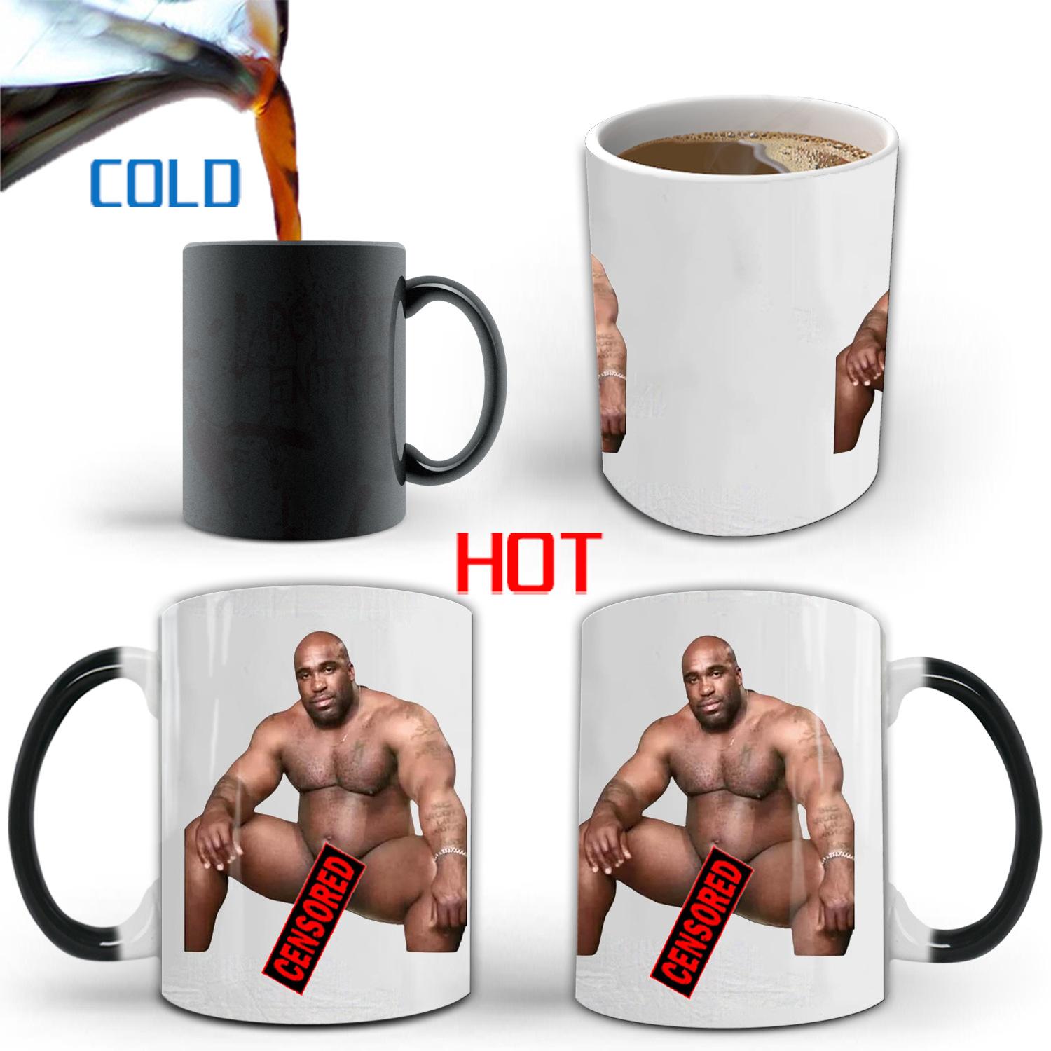 330ml 11oz hot heat color changing ceramic muscle man men mug cup 301-400ml