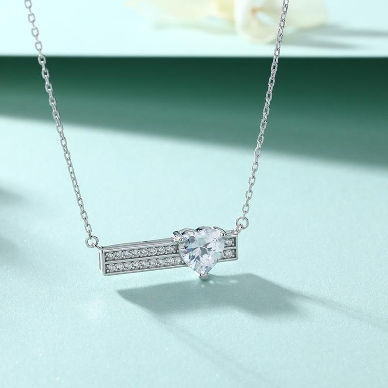 Bague Ringen Heart Shaped Moissanite Pendant Necklace 925 Sterling Silver Love Necklace Female Wedding Party Fine Jewerly Gift Wholesale