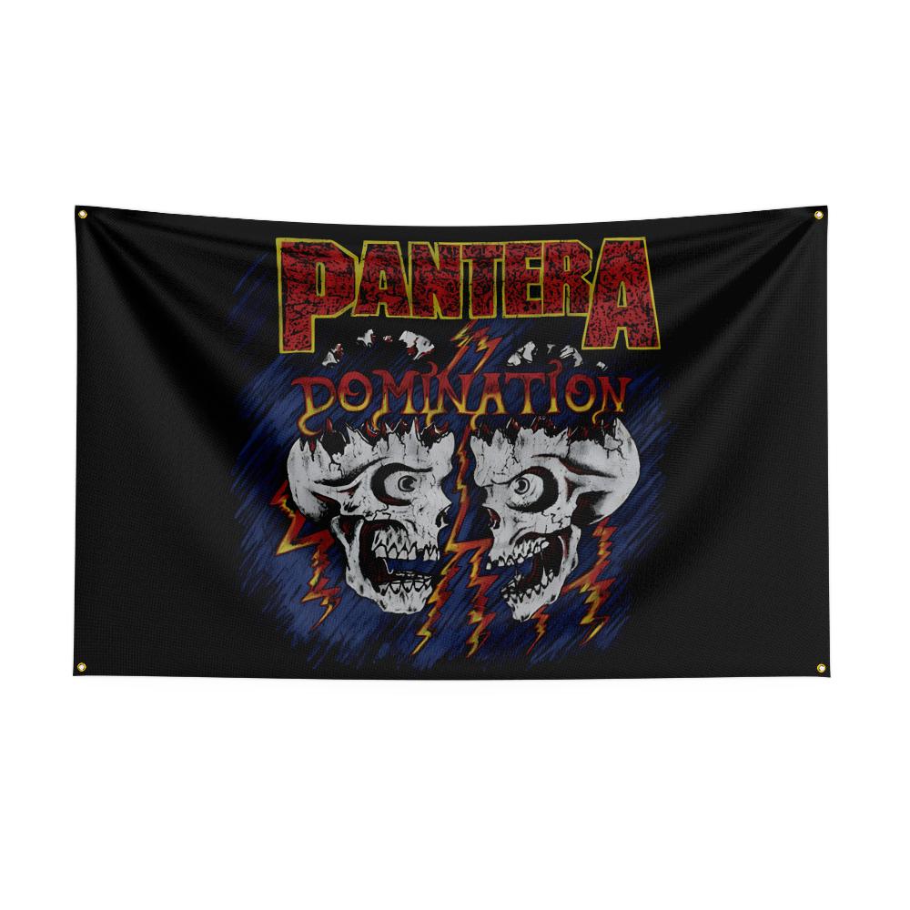 Ppanteras Flag Rock Music Band Banner 3x5ft With Brass Grommets Hd Printing Tapestry Exhibition Music Band Fans Garage Decor