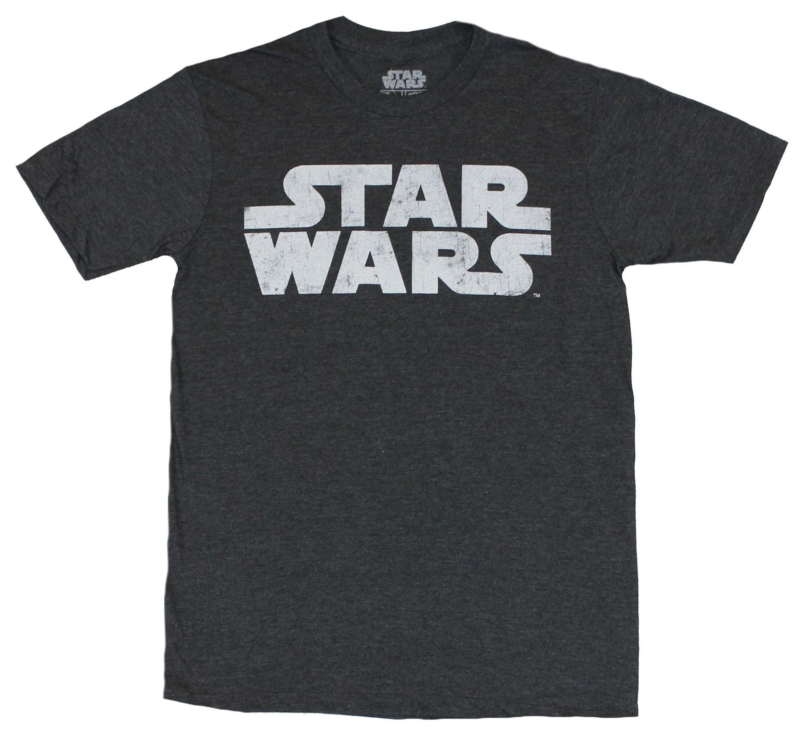 Star Wars Adult New T-Shirt - Simple Distressed White Word Logo S