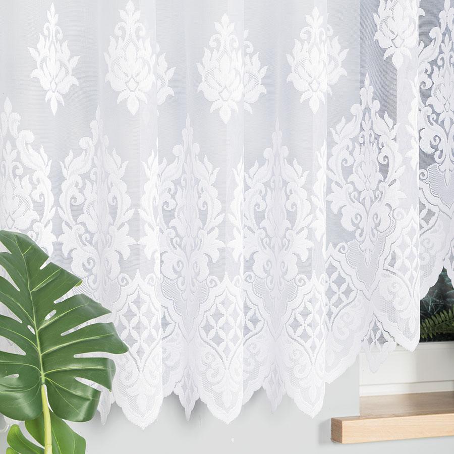Ludmiła - Ready-made Jacquard Curtain with Bottom Trim - 600X160 - White