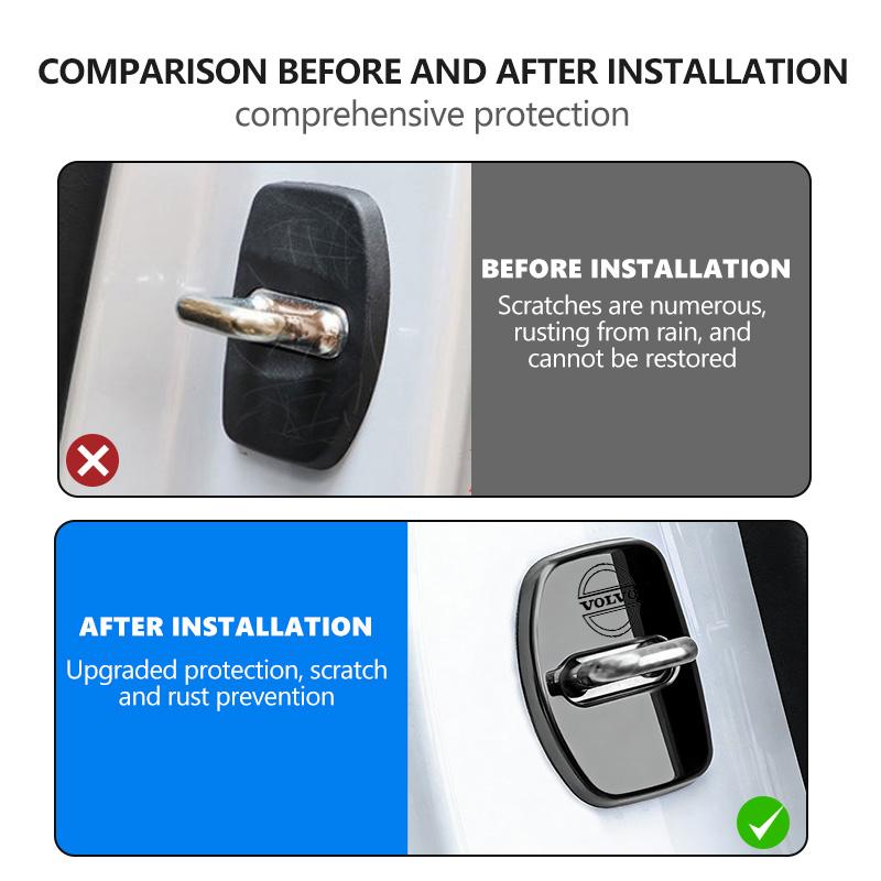 kdvns0 For Volvo Car Door Lock Cover Stainless Steel Anti Corrosion Protection V50 S60 XC60 S40 XC40 XC90 V60 S80 S90 V70 XC70