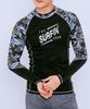 Dangun Camo Color Block Unique Raglan Long Sleeve Rash Guard
