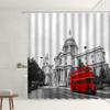 London Big Ben Rote Telefonzelle Retro Badezimmer Duschvorhang Wasserdicht Polyesterstoff Heimdekoration Kunst Badezimmer Vorhänge