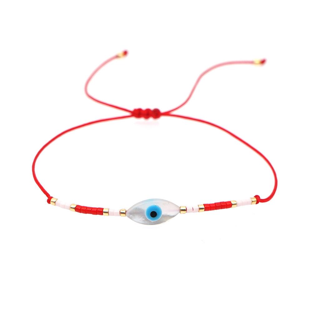Niche Ethnic Style Miyuki Seed Bead Bracelet: Deep Sea Blue Eye Shell Lucky Braid