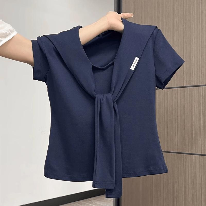 La Chapelle Women s Sailor Collar Cape T-Shirt L