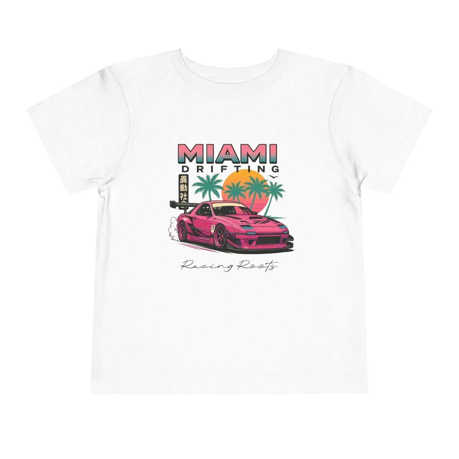 Miami Drifting RX-7 Toddler T-Shirt – Retro JDM Car Kids Tee XXXL