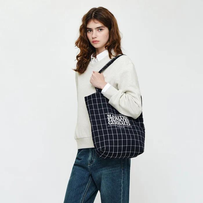 CLASSIC LOGO CHECK ECO BAG navy