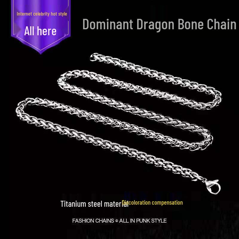 Herren- & Damen Nicht Anlaufende Titanstahl Kubanische Kette Halskette - Hip-Hop, Edelstahl Schlüsselbein- & Pullover-Stil