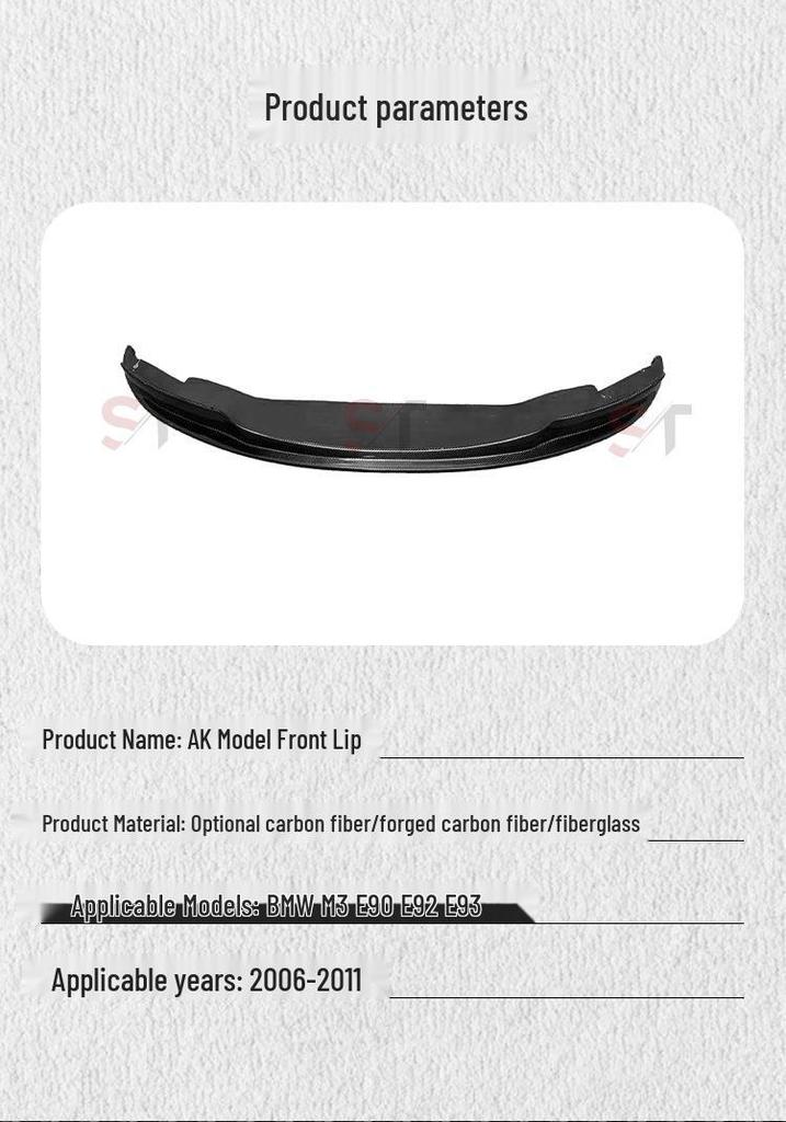 Fits 06-11 BMW M3 E90/E92/E93 Carbon Fiber Front Lip Splitter AK Style Bumper Kit