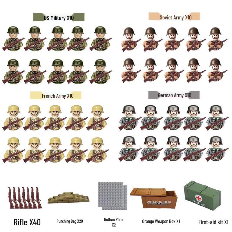 WWII Military Figures Building Blocks - Children s Assembly Toy Set