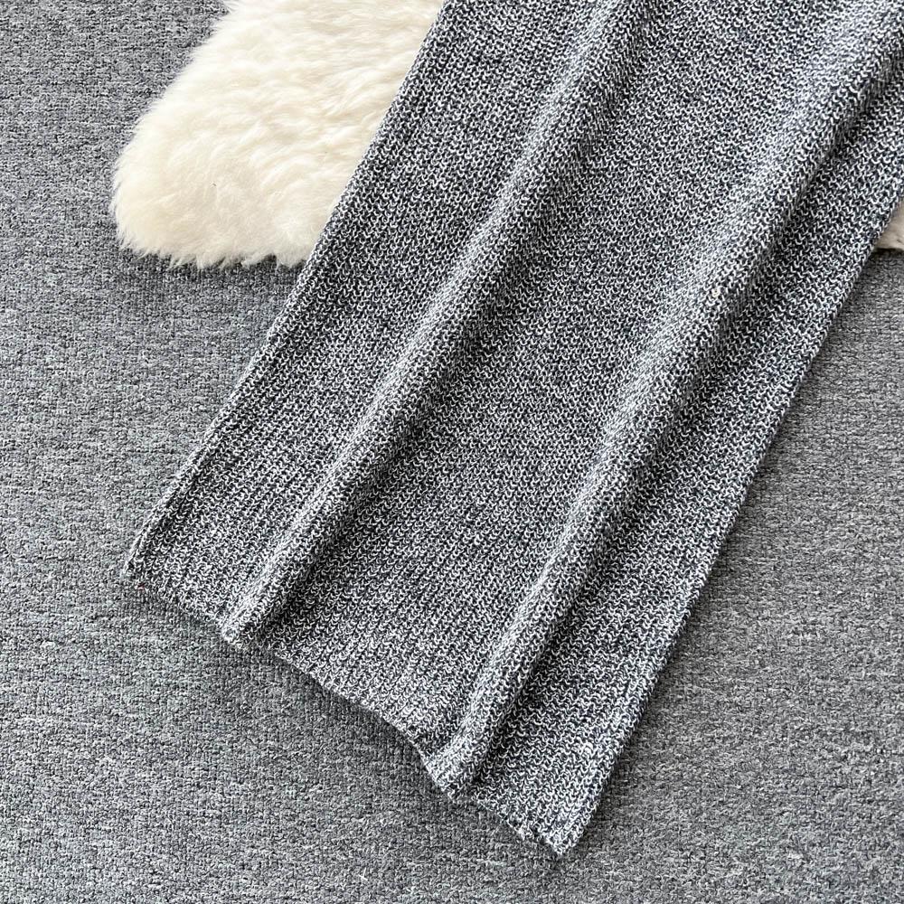 Autumn And Winter Loose V-Neck Knitted Sweater Vintage Pullover Sweater + Mid-Length Half-Body Skirt Two-Piece Set